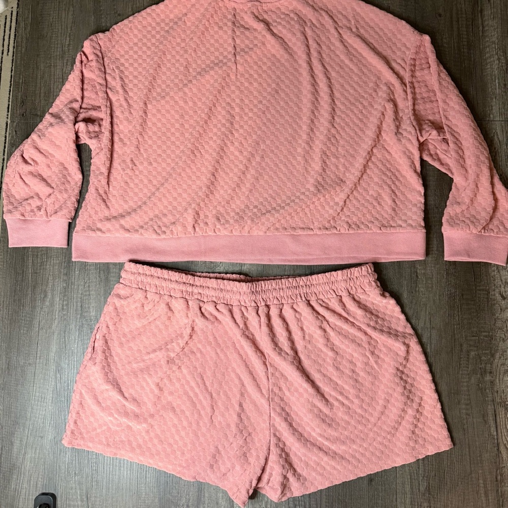 Dusty Pink Checkered Athleisure 2 Piece Set 3X - Picture 3 of 8